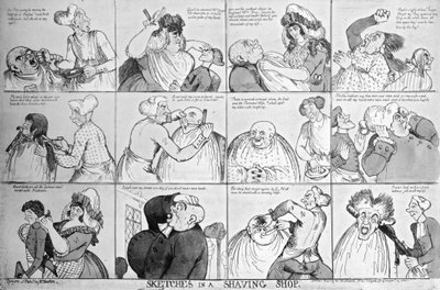 Bozzetti in una bottega da barbiere, 1794 da Richard Newton
